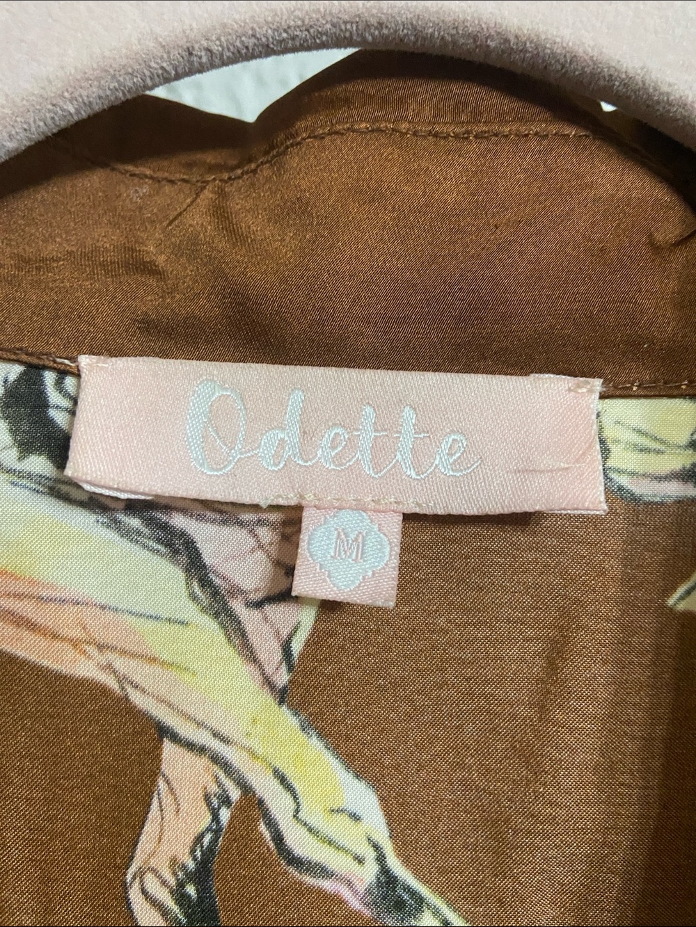 Multicolor Horse Print Brown Button-Front Women’s Top - Picture 2 of 3